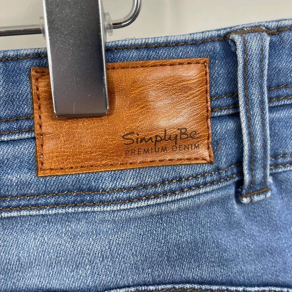 SIMPLY BE DENIM Blue Distressed Shape Sculpt Skinny Jeans - Picture 4 of 14